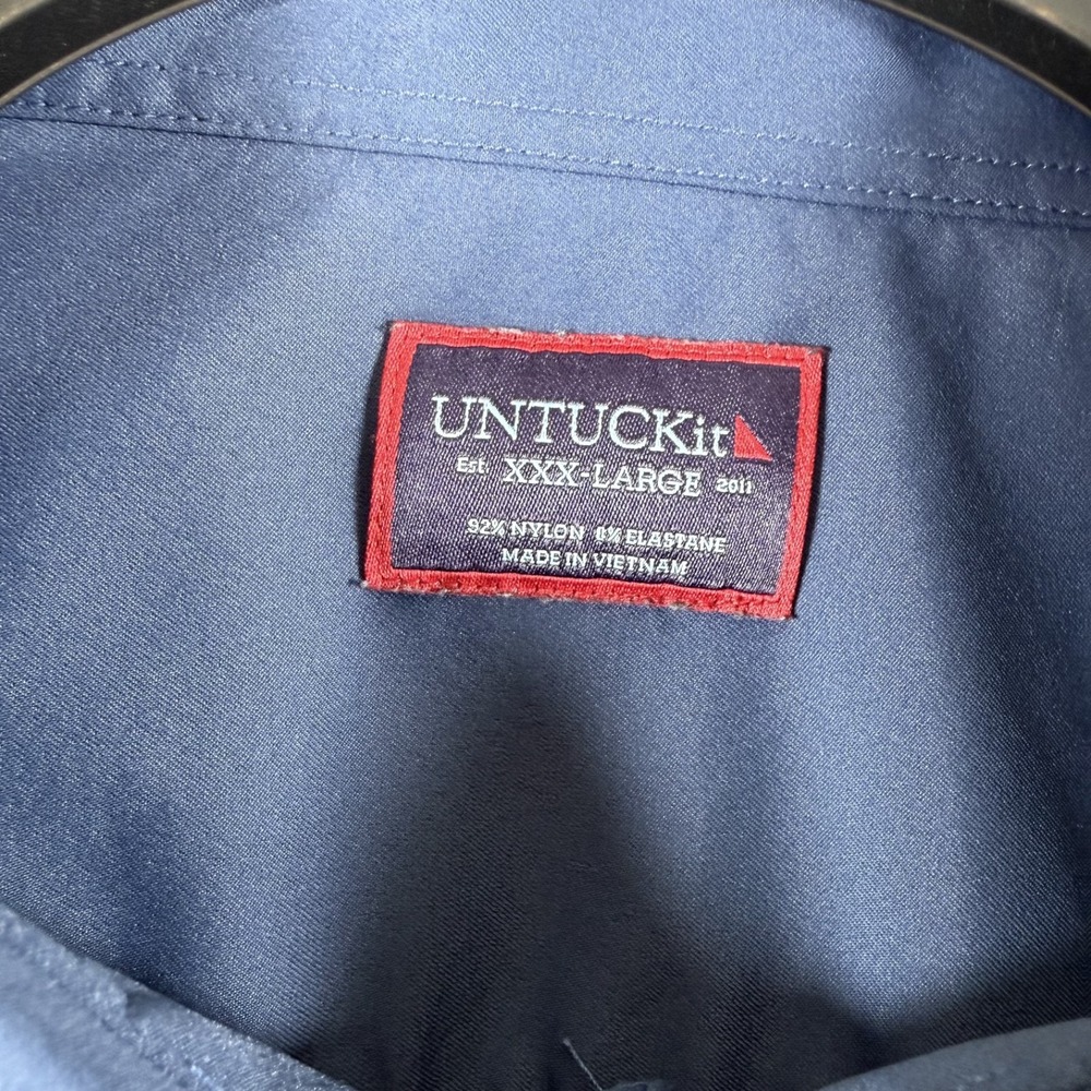 UNTUCKit Shirt Men XXXL Navy Gironde Perf Regular Fit Nylon Stretch L/S Button - Picture 3 of 8